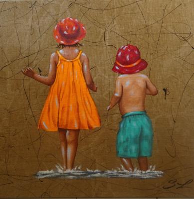 Enfants les pieds dans l eau